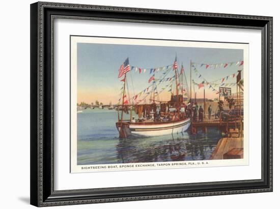 Boat, Sponge Exchange, Tarpon Springs, Florida-null-Framed Art Print