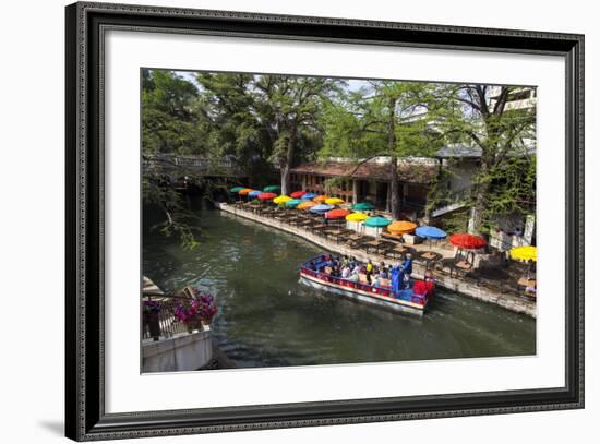 Boat Tours on the Riverwalk in Downtown San Antonio, Texas, USA-Chuck Haney-Framed Photographic Print