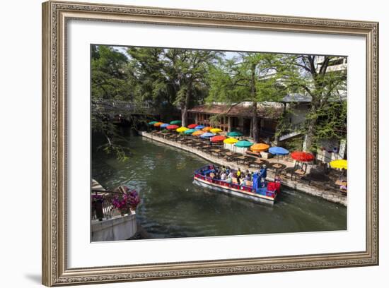 Boat Tours on the Riverwalk in Downtown San Antonio, Texas, USA-Chuck Haney-Framed Photographic Print