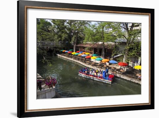 Boat Tours on the Riverwalk in Downtown San Antonio, Texas, USA-Chuck Haney-Framed Photographic Print