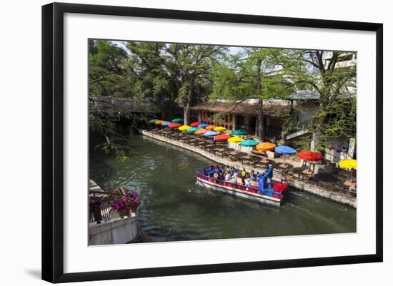 Boat Tours on the Riverwalk in Downtown San Antonio, Texas, USA-Chuck Haney-Framed Photographic Print