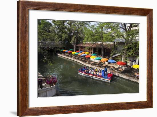 Boat Tours on the Riverwalk in Downtown San Antonio, Texas, USA-Chuck Haney-Framed Photographic Print