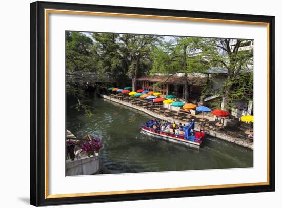 Boat Tours on the Riverwalk in Downtown San Antonio, Texas, USA-Chuck Haney-Framed Photographic Print