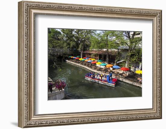 Boat Tours on the Riverwalk in Downtown San Antonio, Texas, USA-Chuck Haney-Framed Photographic Print