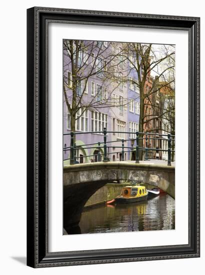 Boat under the Bridge, Amsterdam-Igor Maloratsky-Framed Art Print