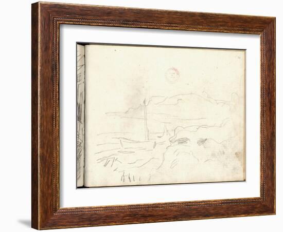 Boat Washed Up on the Beach at Sainte-Adresse (Pencil on Paper)-Claude Monet-Framed Giclee Print