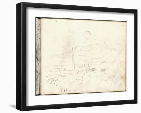 Boat Washed Up on the Beach at Sainte-Adresse (Pencil on Paper)-Claude Monet-Framed Giclee Print