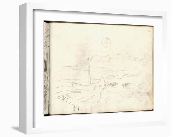 Boat Washed Up on the Beach at Sainte-Adresse (Pencil on Paper)-Claude Monet-Framed Giclee Print