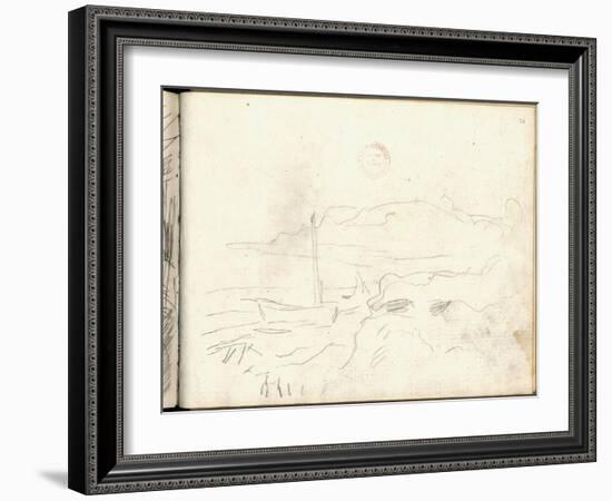 Boat Washed Up on the Beach at Sainte-Adresse (Pencil on Paper)-Claude Monet-Framed Giclee Print