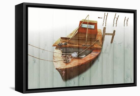 Boat with Textured Wood Look III-Ynon Mabat-Framed Stretched Canvas