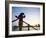 Boat Woman on Mekong River / Sunrise, Cantho, Mekong Delta, Vietnam-Steve Vidler-Framed Photographic Print