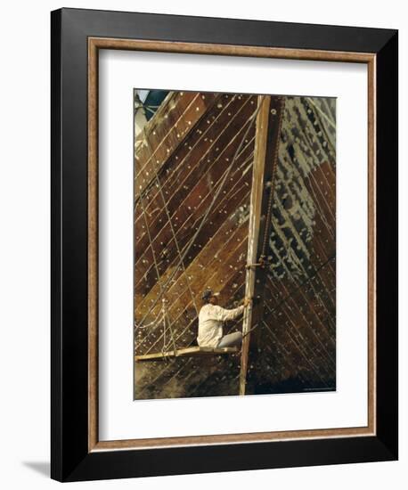 Boatbuilder, Sunda Kelapa (Old Port), Jakarta (Djakarta), Java, Indonesia-Charles Bowman-Framed Photographic Print