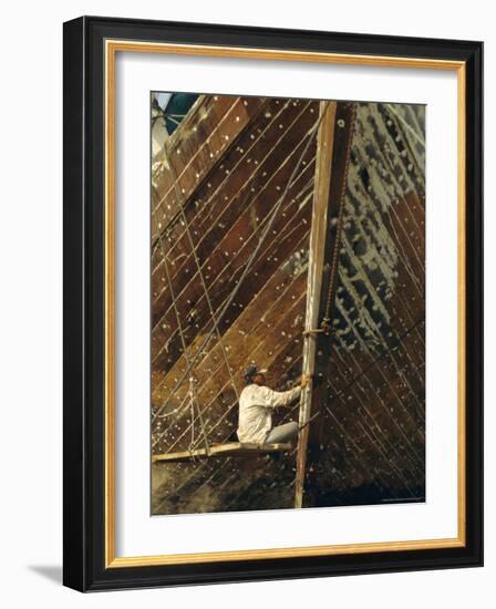 Boatbuilder, Sunda Kelapa (Old Port), Jakarta (Djakarta), Java, Indonesia-Charles Bowman-Framed Photographic Print