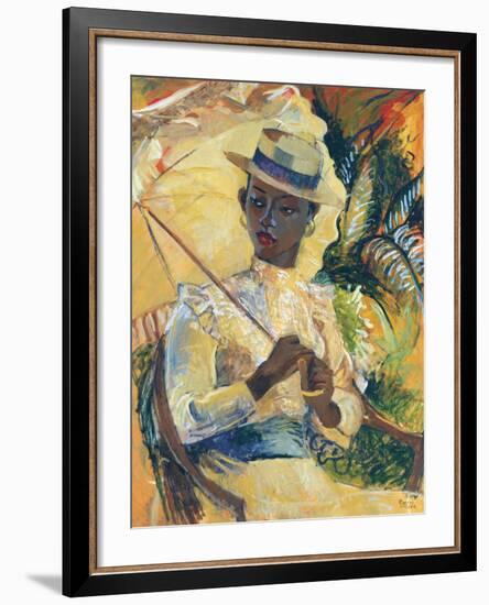 Boater Hat with Parasol-Boscoe Holder-Framed Art Print