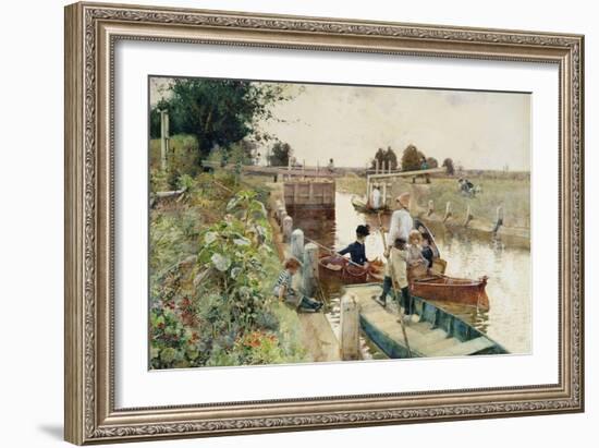 Boaters in a Lock on the Thames-Hector Caffieri-Framed Giclee Print