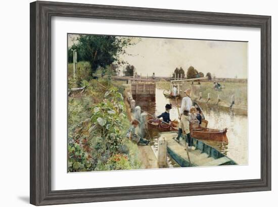 Boaters in a Lock on the Thames-Hector Caffieri-Framed Giclee Print