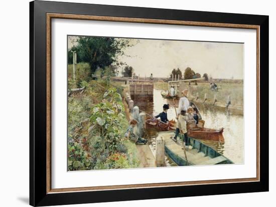 Boaters in a Lock on the Thames-Hector Caffieri-Framed Giclee Print