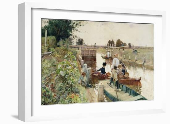 Boaters in a Lock on the Thames-Hector Caffieri-Framed Giclee Print