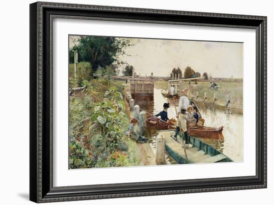 Boaters in a Lock on the Thames-Hector Caffieri-Framed Giclee Print