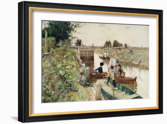 Boaters in a Lock on the Thames-Hector Caffieri-Framed Giclee Print