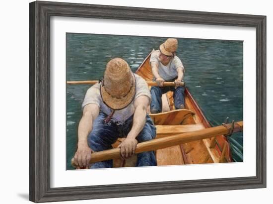 Boaters Rowing on the Yerres, 1877-Gustave Caillebotte-Framed Giclee Print