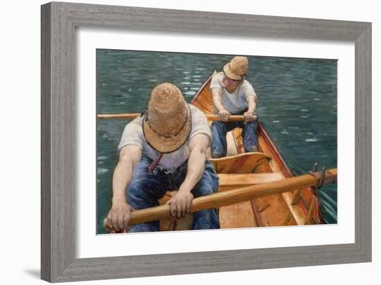 Boaters Rowing on the Yerres, 1877-Gustave Caillebotte-Framed Giclee Print