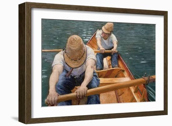 Boaters Rowing on the Yerres, 1877-Gustave Caillebotte-Framed Giclee Print