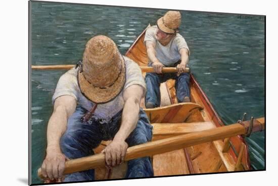 Boaters Rowing on the Yerres, 1877-Gustave Caillebotte-Mounted Giclee Print
