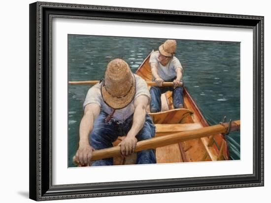 Boaters Rowing on the Yerres, 1877-Gustave Caillebotte-Framed Giclee Print