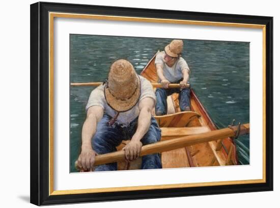 Boaters Rowing on the Yerres, 1877-Gustave Caillebotte-Framed Giclee Print