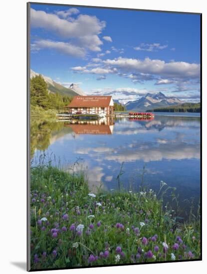 Boathouse and Maligne Lake, Jasper National Park, Alberta, Rockies, Canada-Michele Falzone-Mounted Photographic Print