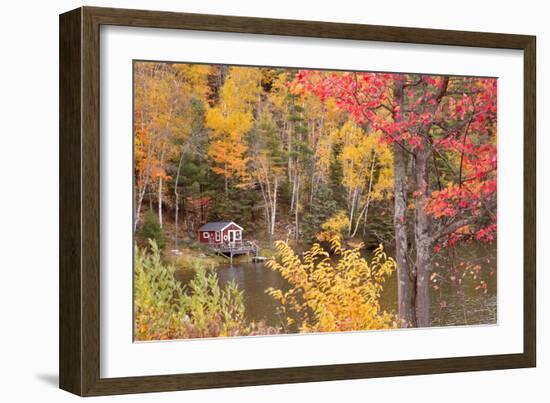 Boathouse In Autumn, Marquette, Michigan '12-Monte Nagler-Framed Photographic Print