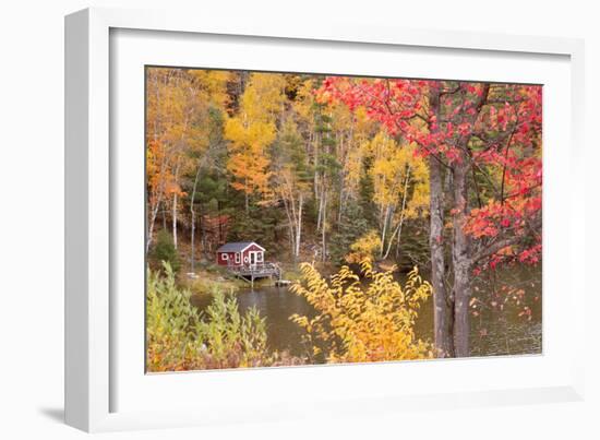 Boathouse In Autumn, Marquette, Michigan '12-Monte Nagler-Framed Photographic Print