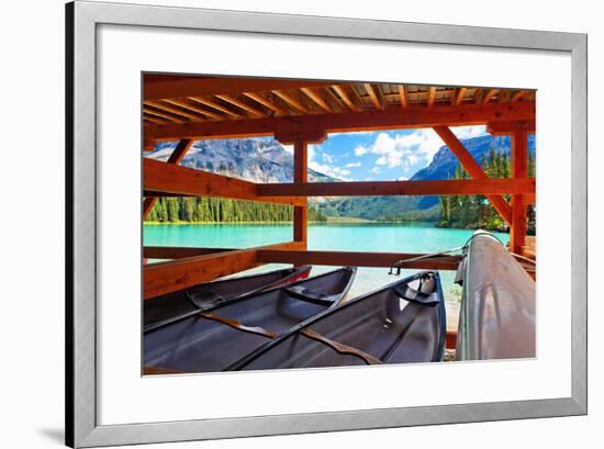 Boathouse on Emerald Lake, Canada-George Oze-Framed Photographic Print