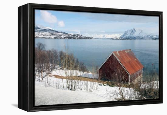 Boathouse on the Island of Kvaloya (Whale Island), Troms, Norway, Scandinavia, Europe-David Lomax-Framed Premier Image Canvas