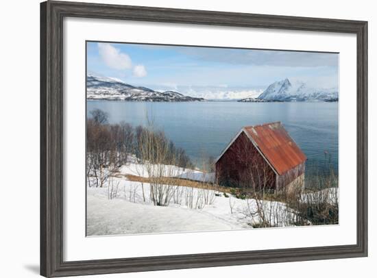 Boathouse on the Island of Kvaloya (Whale Island), Troms, Norway, Scandinavia, Europe-David Lomax-Framed Photographic Print