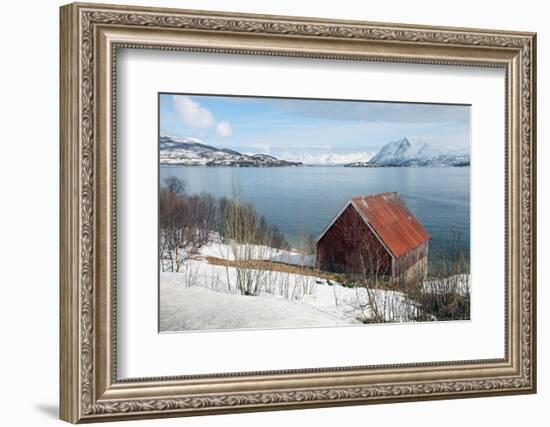 Boathouse on the Island of Kvaloya (Whale Island), Troms, Norway, Scandinavia, Europe-David Lomax-Framed Photographic Print