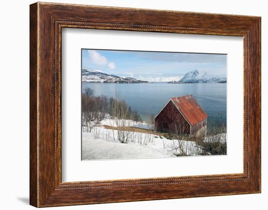 Boathouse on the Island of Kvaloya (Whale Island), Troms, Norway, Scandinavia, Europe-David Lomax-Framed Photographic Print