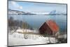 Boathouse on the Island of Kvaloya (Whale Island), Troms, Norway, Scandinavia, Europe-David Lomax-Mounted Photographic Print