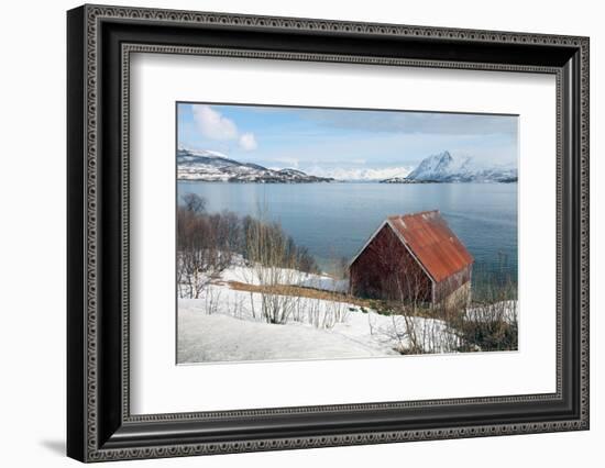 Boathouse on the Island of Kvaloya (Whale Island), Troms, Norway, Scandinavia, Europe-David Lomax-Framed Photographic Print