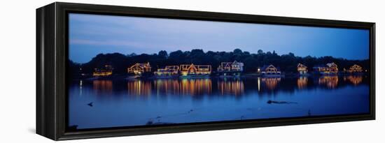 Boathouse Row Lit Up at Dusk, Philadelphia, Pennsylvania, USA-null-Framed Premier Image Canvas