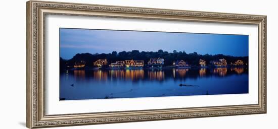 Boathouse Row Lit Up at Dusk, Philadelphia, Pennsylvania, USA-null-Framed Photographic Print