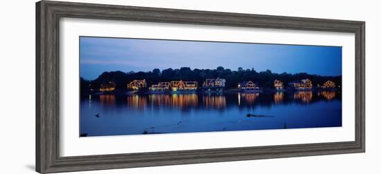 Boathouse Row Lit Up at Dusk, Philadelphia, Pennsylvania, USA-null-Framed Photographic Print