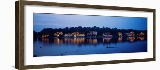 Boathouse Row Lit Up at Dusk, Philadelphia, Pennsylvania, USA-null-Framed Photographic Print