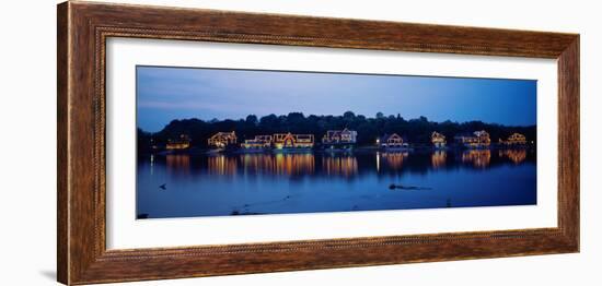 Boathouse Row Lit Up at Dusk, Philadelphia, Pennsylvania, USA-null-Framed Photographic Print