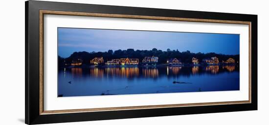 Boathouse Row Lit Up at Dusk, Philadelphia, Pennsylvania, USA-null-Framed Photographic Print