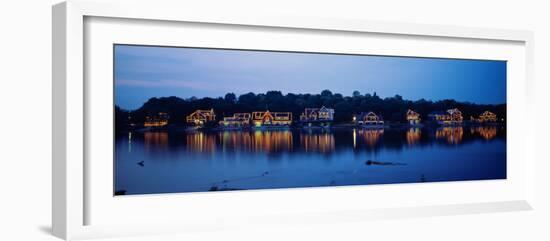 Boathouse Row Lit Up at Dusk, Philadelphia, Pennsylvania, USA-null-Framed Photographic Print