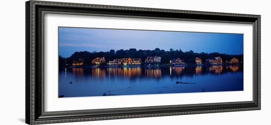 Boathouse Row Lit Up at Dusk, Philadelphia, Pennsylvania, USA-null-Framed Photographic Print