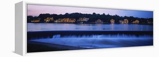 Boathouse Row lit up at dusk, Philadelphia, Pennsylvania, USA-Panoramic Images-Framed Premier Image Canvas