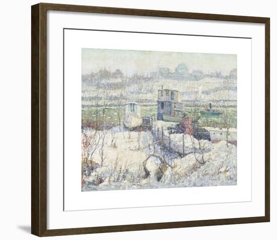 Boathouse, Winter, Harlem River-Ernest Lawson-Framed Premium Giclee Print